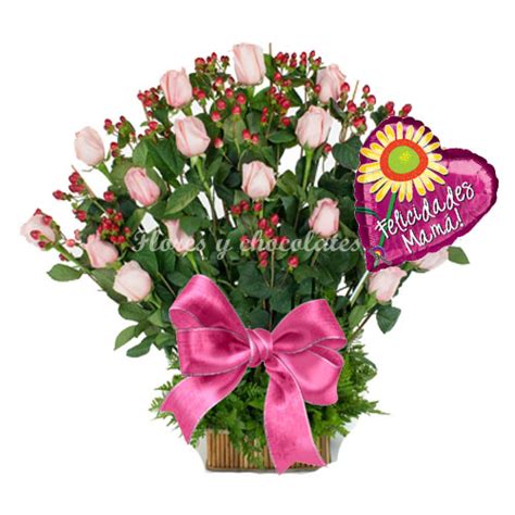 Arreglo De Rosas Rosadas Dia De La Madre Flores Y Chocolates