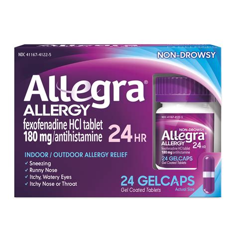 Allegra Adult Non Drowsy Antihistamine Gelcaps For 24 Hour Allergy