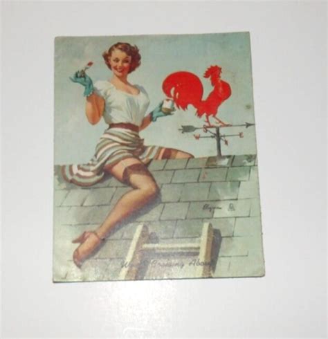 Gil Elvgren Pin Up Worth Crowing About 1940s Girl Garters Painting Ink