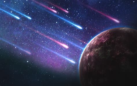 Download Wallpapers 4k Comets Galaxy Planet Stars Meteorites