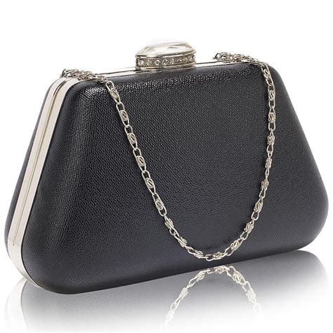 Lse00334 Black Diamante Clutch Bag