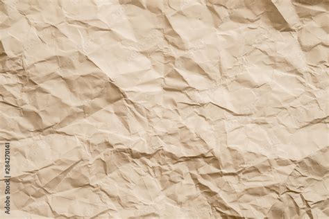 Blank Beige Crumpled Paper Wrinkled Texture Abstract Art Background