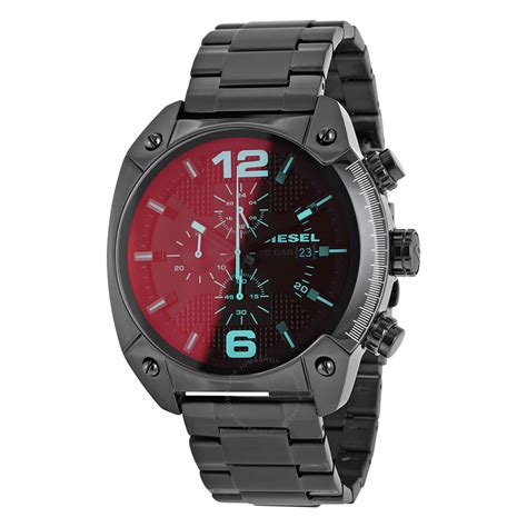 Diesel Overflow Chronograph Black Dial Black Ion Plated Mens Watch