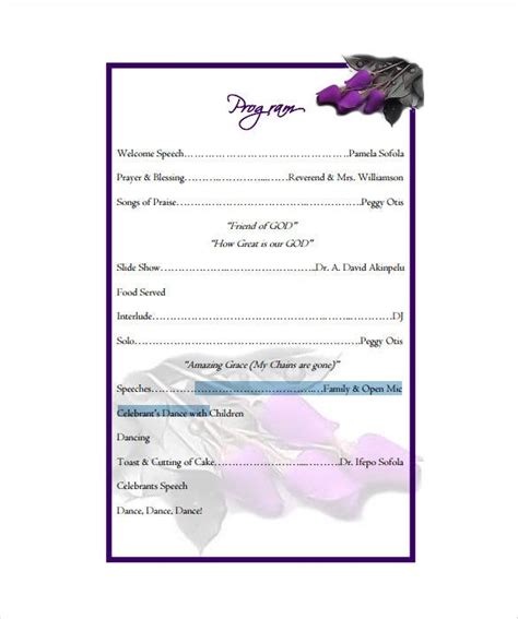 Hotels, checking in, and venue. 12+ Birthday Program Templates - PDF, PSD | Free & Premium ...