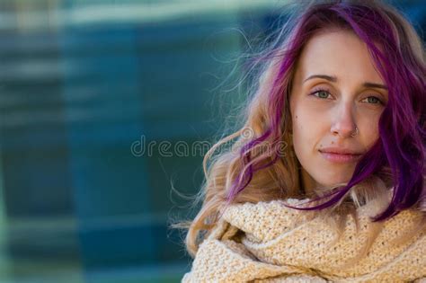 Beautiful Portrait Of A Girl With Colored Hair Stock Photo Image Of