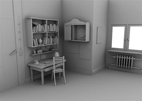 Study Room Interior By Ayush Chakravarty3d Model With Occlusion Render