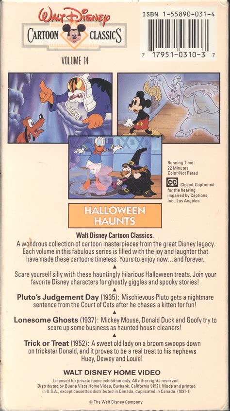 Walt Disney Cartoon Classics Halloween Haunts Vhs Cartoon Classics
