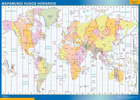 Mapamundi Husos Horarios Grande Mapas Murales De Espa A Y El Mundo