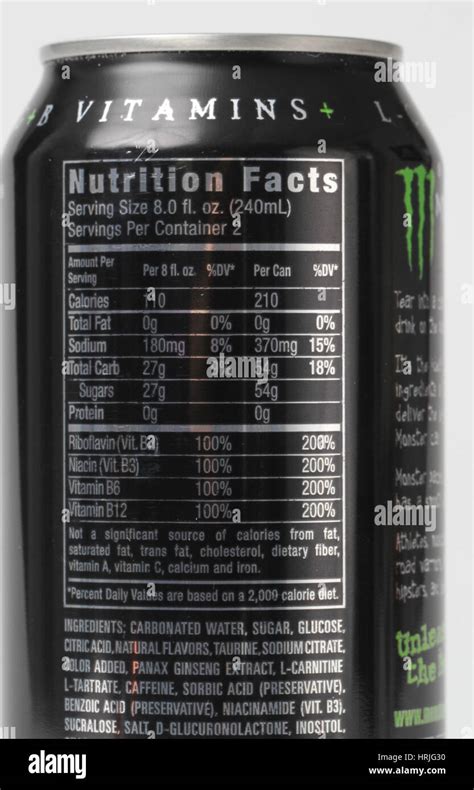 Monster Energy Drink Nutrition Facts Caffeine Nutrition Pics