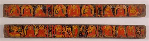Pair Of Buddhist Manuscript Covers With Scenes From The Buddhas Life