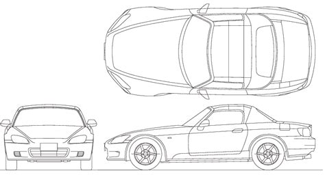2000 Honda S2000 Targa V3 Blueprints Free Outlines