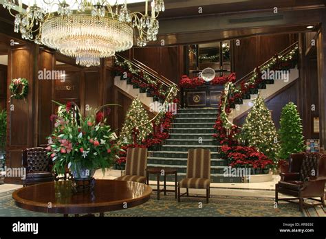 Norfolk Virginia Marriott Waterside Hotel Lobby Christmas Decor Stock