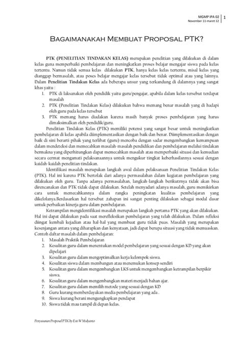 Handout Pelatihan Penyusunan Proposal PTK PDF