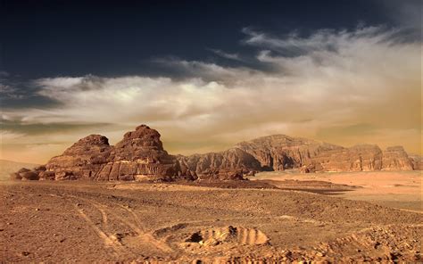 Wallpaper Landscape Mountains Sunset Hill Rock Sand Sky