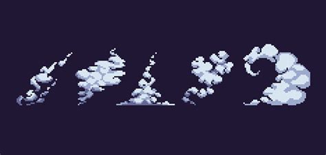 Smoke And Fog Pixel Art Set Cloud Swirls Waves And Curves Collection 8