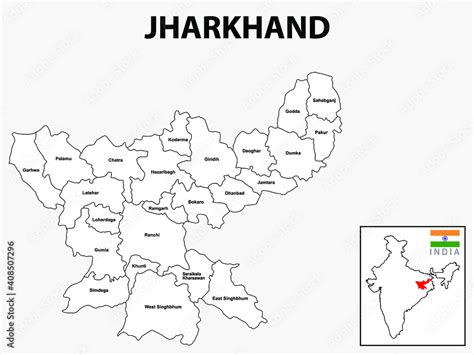 Vecteur Stock Jharkhand Map Political And Administrative Map Of