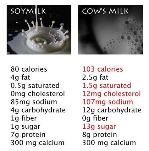 Nutritional Comparison Soymilk Vs Cows Milk Soy Milk Nutrition Soy Milk Cows Milk