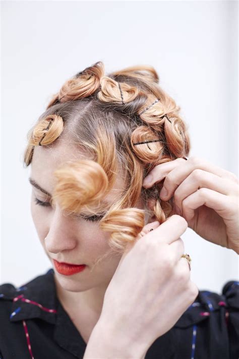 this pin curls hair tutorial delivers bouncy waves without a curling iron pin curl hair how