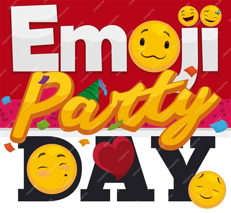 Premium Vector Happy Emoticons And Confetti Ready For Emoji Party