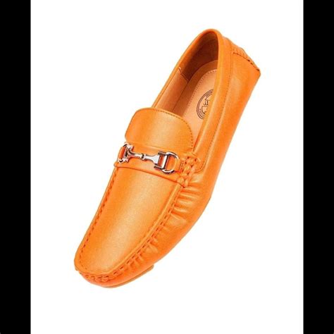 Mens Orange Loafers Dress Shoes Men Driving Shoes Loafers