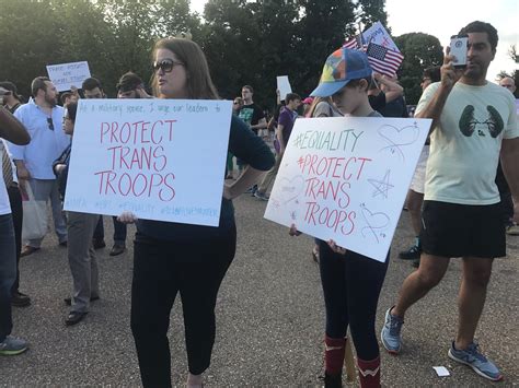 Protesters Speak Out Against Trumps Transgender Military Ban In Front