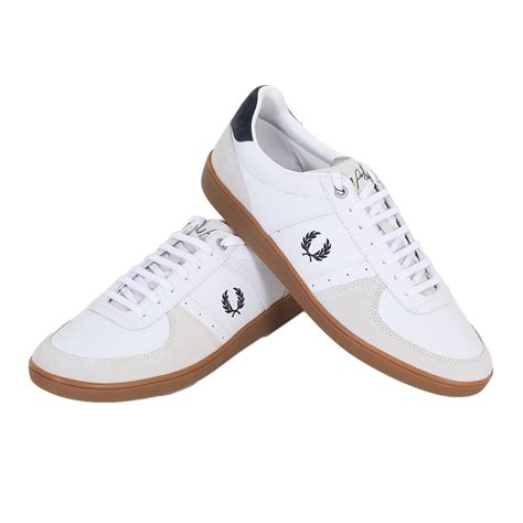Fred Perry Shoes White Trentham Leather And Suede Trainers B4227 Fpry4188 At Togged Clothing