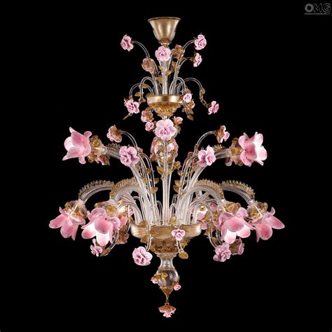 The collection features no glass. Chandelier Gerbera Rosetto - Sunflowers - Murano Glass