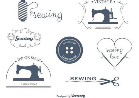 Conjunto De Etiquetas E Emblemas De Costura De Vetores Sewing Logo