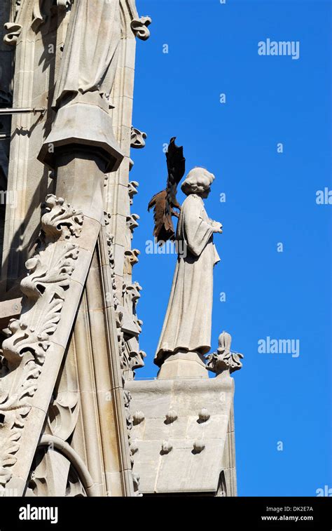 Statue Of Angel On Cathedral Spire Viewed From Roof Of Cathedral