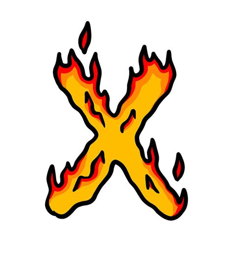 Letter X Graffiti Alphabet X Typography Orange Letter X Fire Style