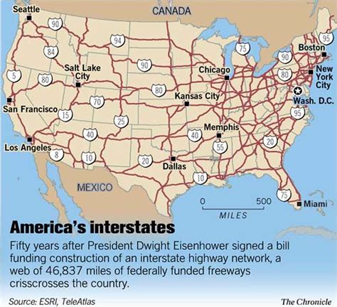 Interstate System Map Of Us United States Map