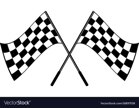 Crossed Black And White Checkered Flags Logo Vector Image