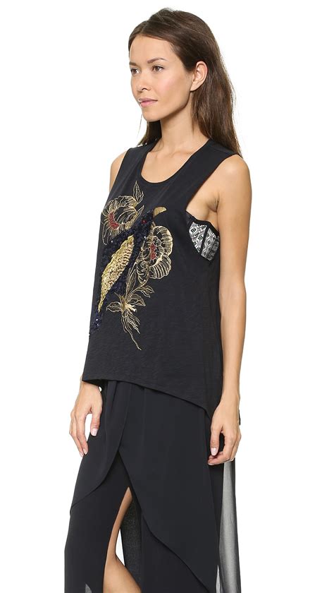 Lyst Sass And Bide A Version Of Himself Embellished Muscle Tank French Navy In Blue