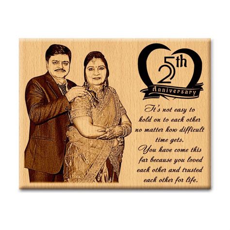 Happy 25th Wedding Anniversary Wooden Photo Frame T For Couple 10×8