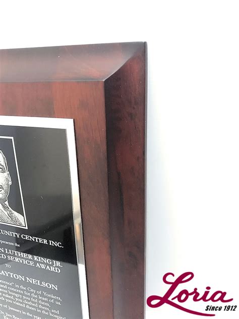 Genuine Cherry Wood Award Plaque With Cast Metal Frame Loria Awards