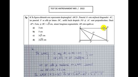 În figura alăturată este reprezentat dreptunghiul ABCD Punctul O este mijlocul diagonalei AC