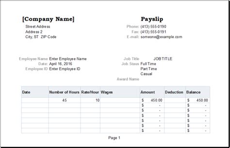Sample payslip format in excel sheet with auto calculation formula for office, business, production units, and factories in asia, uk, usa, and europe. Employee Payslip Template for MS EXCEL | Excel Templates