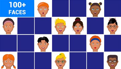 Play matching game for kids - Faces - Online & free | Memozor