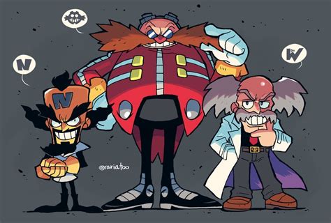 Dr Eggman Dr Wily And Neo Cortex Mega Man And 3 More Drawn By