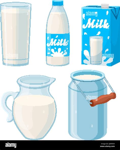 Milk White Set Cartoon Vector Illustration Stock Vector Image And Art Alamy