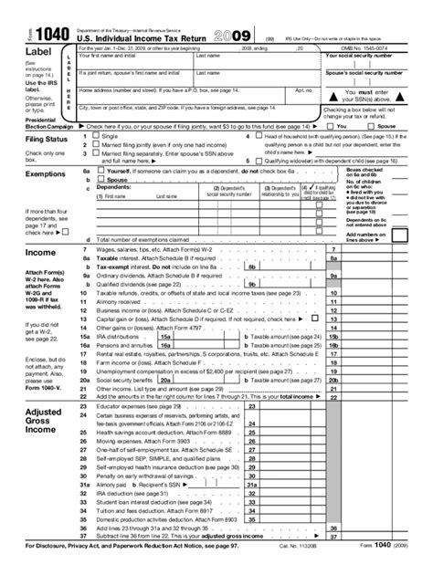 Irs 1040 2009 Fill And Sign Printable Template Online Us Legal Forms