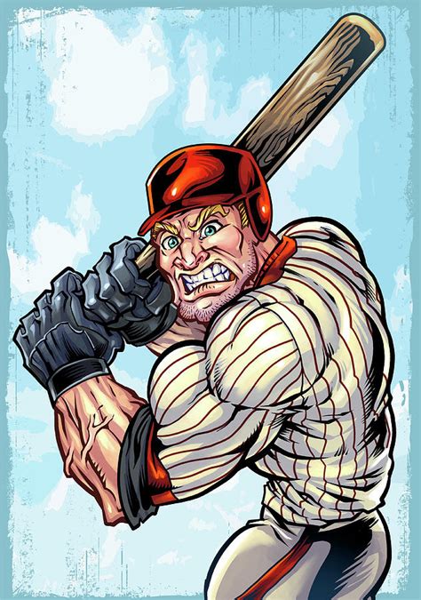 Cartoon Baseball Player Mascot Digital Art By Flyland Designs Pixels