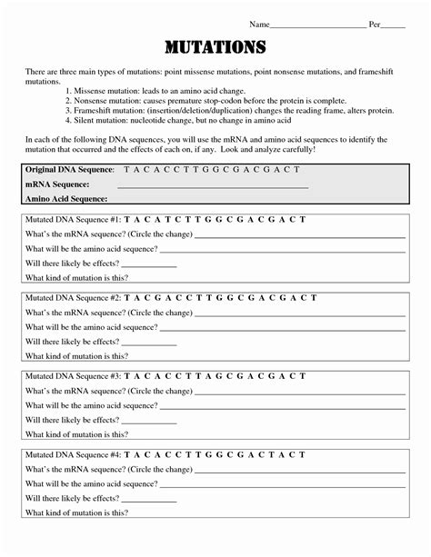 Different types of chromosome mutations can originate in the germinal cells. 50 Gene and Chromosome Mutation Worksheet | Chessmuseum ...