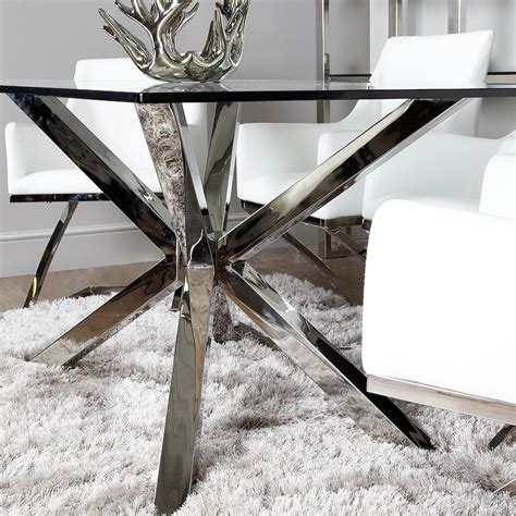 Debonaire Glass And Chrome Dining Table Picture Perfect Home
