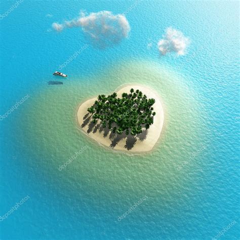 Aerial View Of Heart Shaped Tropical Island ⬇ Stock Photo Image By © Mikekiev 8725333