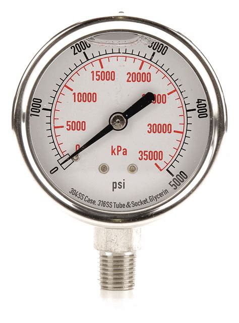Grainger Approved Commercial Pressure Gauge 0 To 5000 Psi 0 To