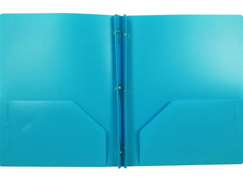 2 Pocket Plastic Folder With Fasteners Light Blue Pocket Folder