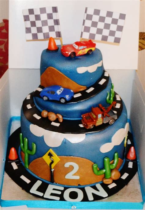 Stacked cakes and cakes with columns or tiers can be very dramatic and beautiful but, certainly, require a firm foundation and the correct accessories for success. disney cars 2 tier cake | Noahs 4! | Pinterest | Cake ...