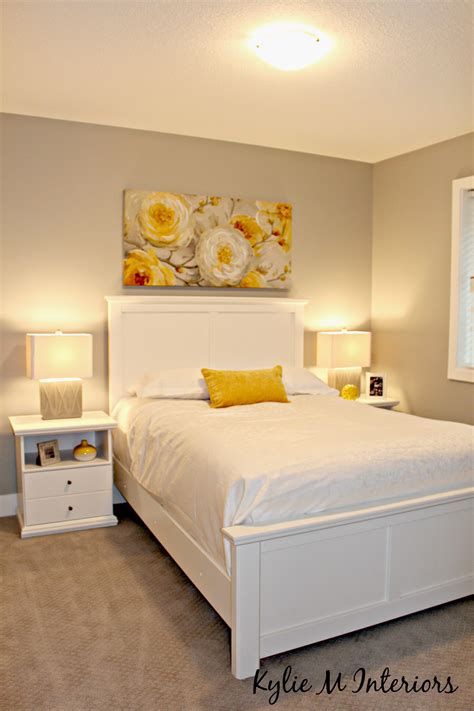 Home Staging Ideas For The Bedroom With Yellow Accents And Gray Paint