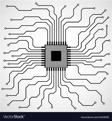 Cpu Microprocessor Microchip Circuit Board Vector Image